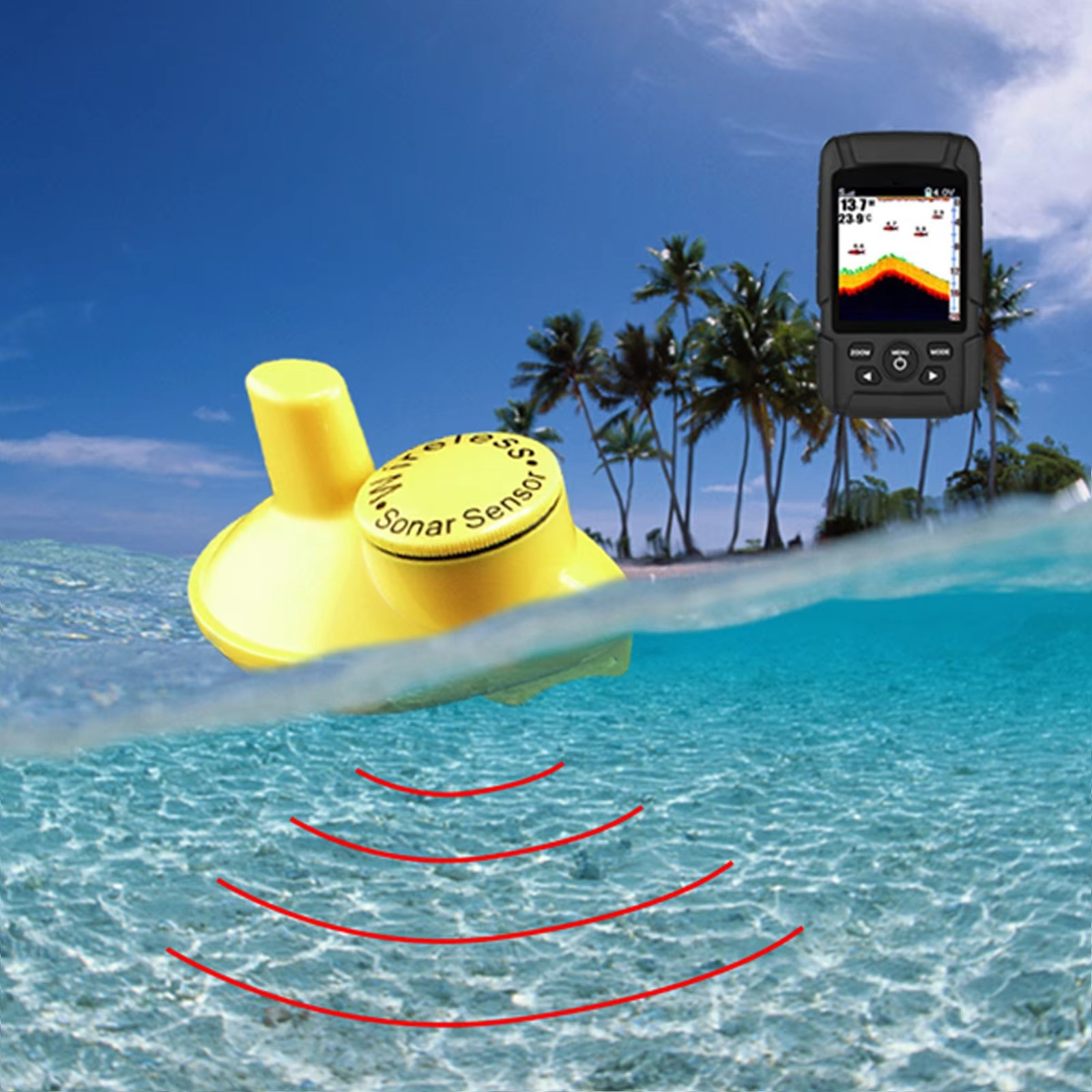 2-in-1 Wireless & Wired Fish F - Fishing Boat Depth Finder reseña y precio