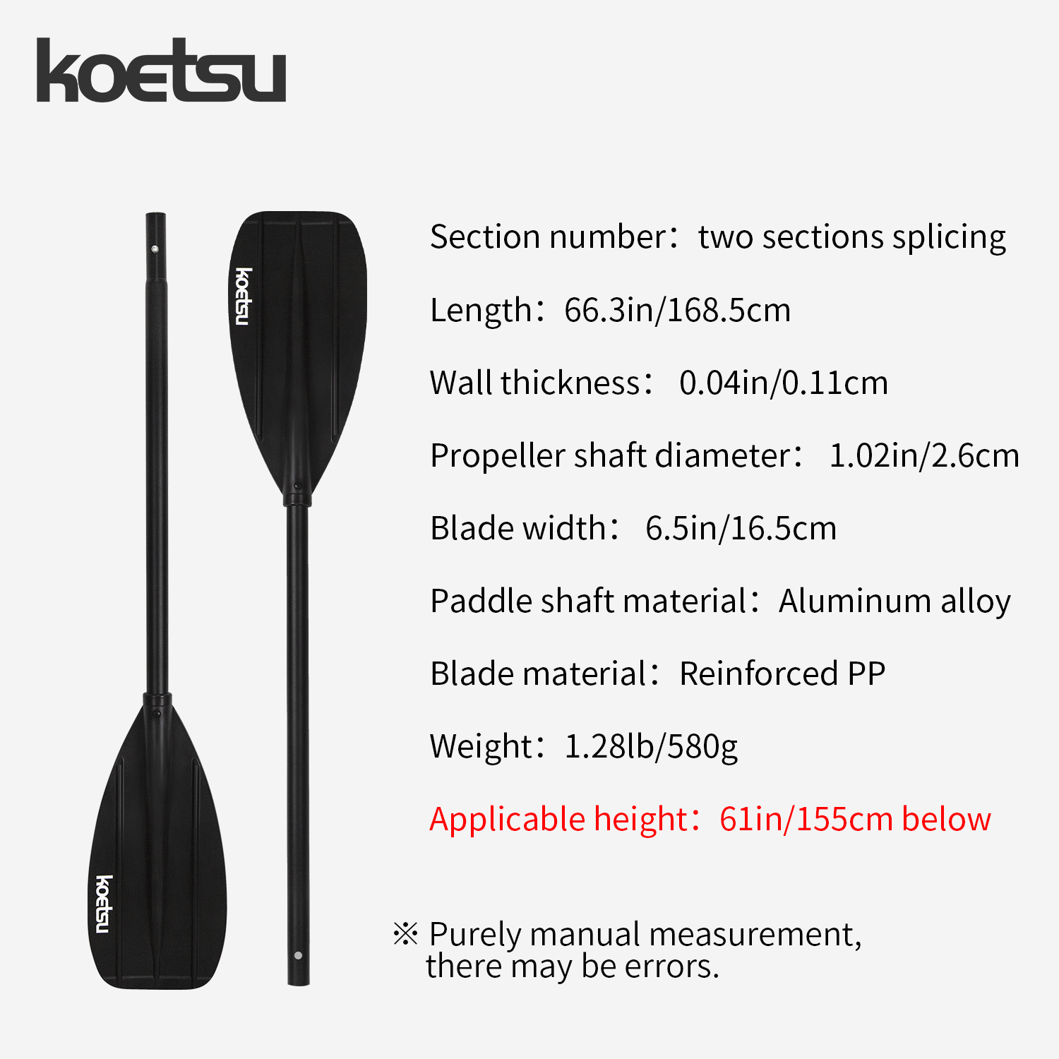 KOETSU Aluminum Alloy Double-H - Fishing Boat Paddle reseña y precio