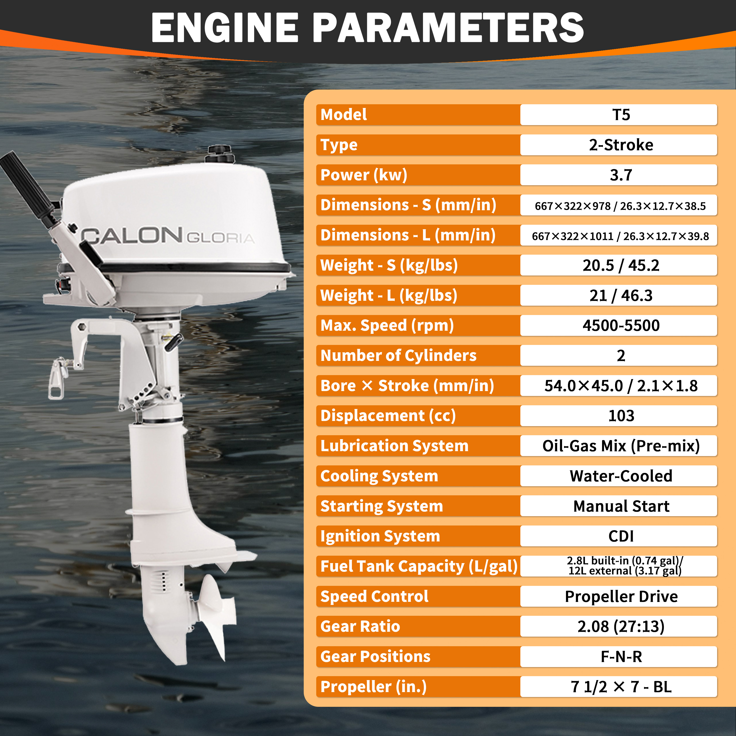 2 Stroke 5HP Calon Outboard Mo - Fishing Boat Outboard Motor reseña y precio