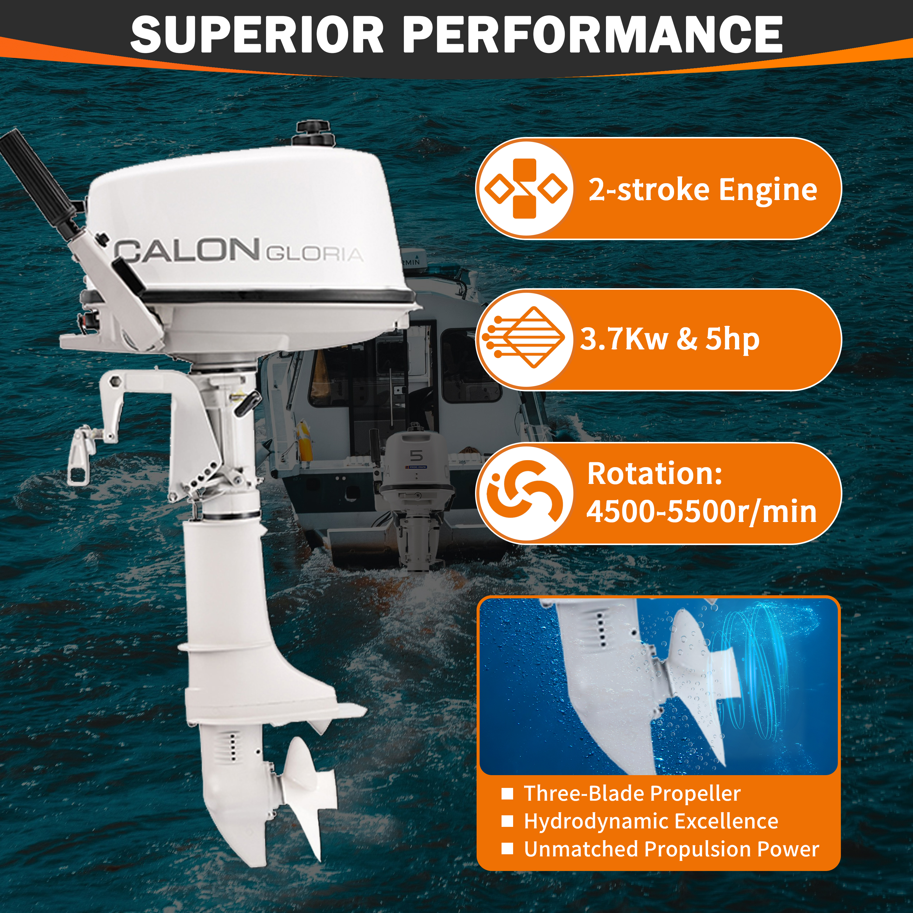 2 Stroke 5HP Calon Outboard Mo - Fishing Boat Outboard Motor reseña y precio