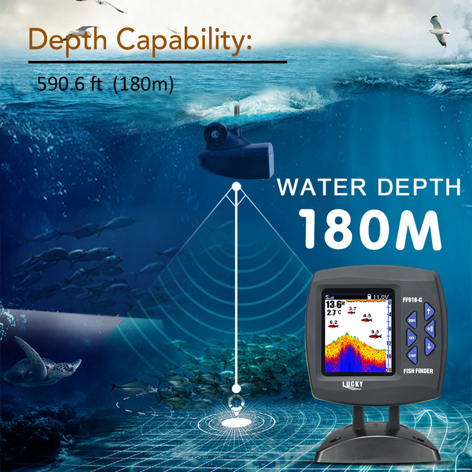 Portable Fish Finder Wireless  - Fishing Boat Depth Finder reseña y precio
