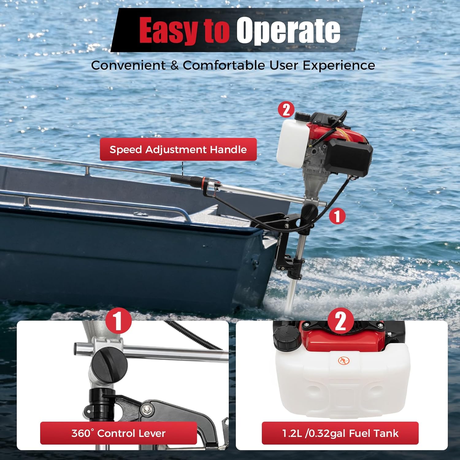 4HP Outboard Motor, 4 Stroke 5 - Fishing Boat Outboard Motor reseña y precio