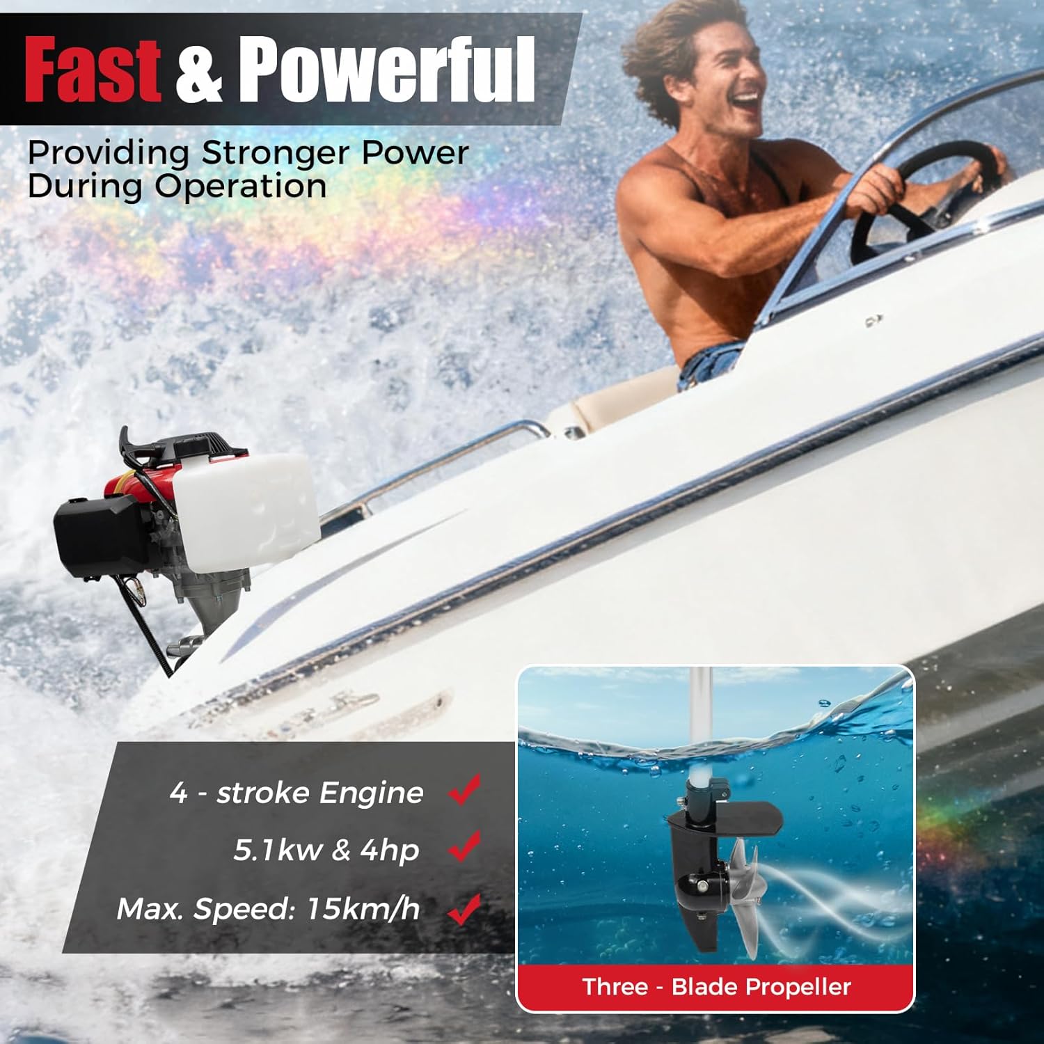 4HP Outboard Motor, 4 Stroke 5 - Fishing Boat Outboard Motor reseña y precio