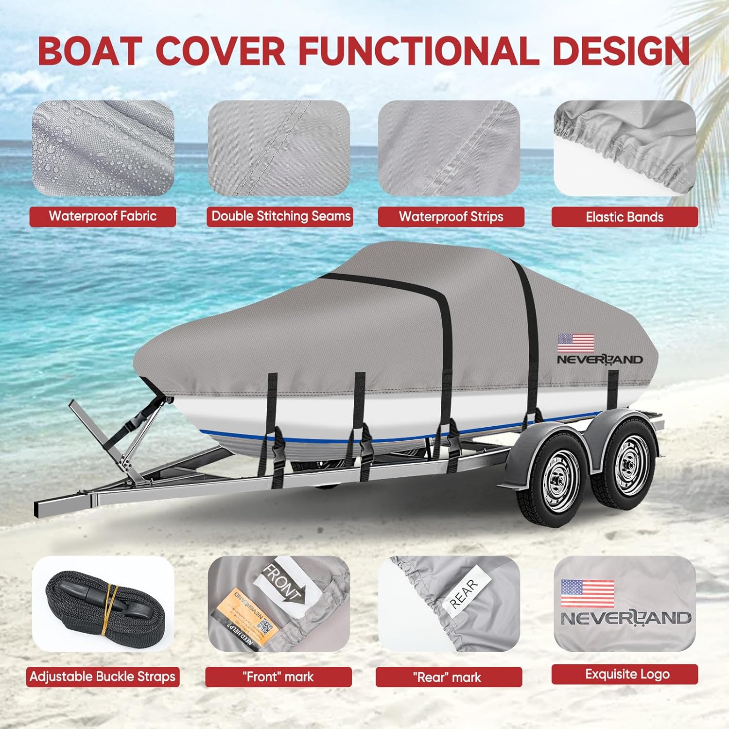 Waterproof Boat Cover 17-19ft  - Fishing Boat Cover reseña y precio