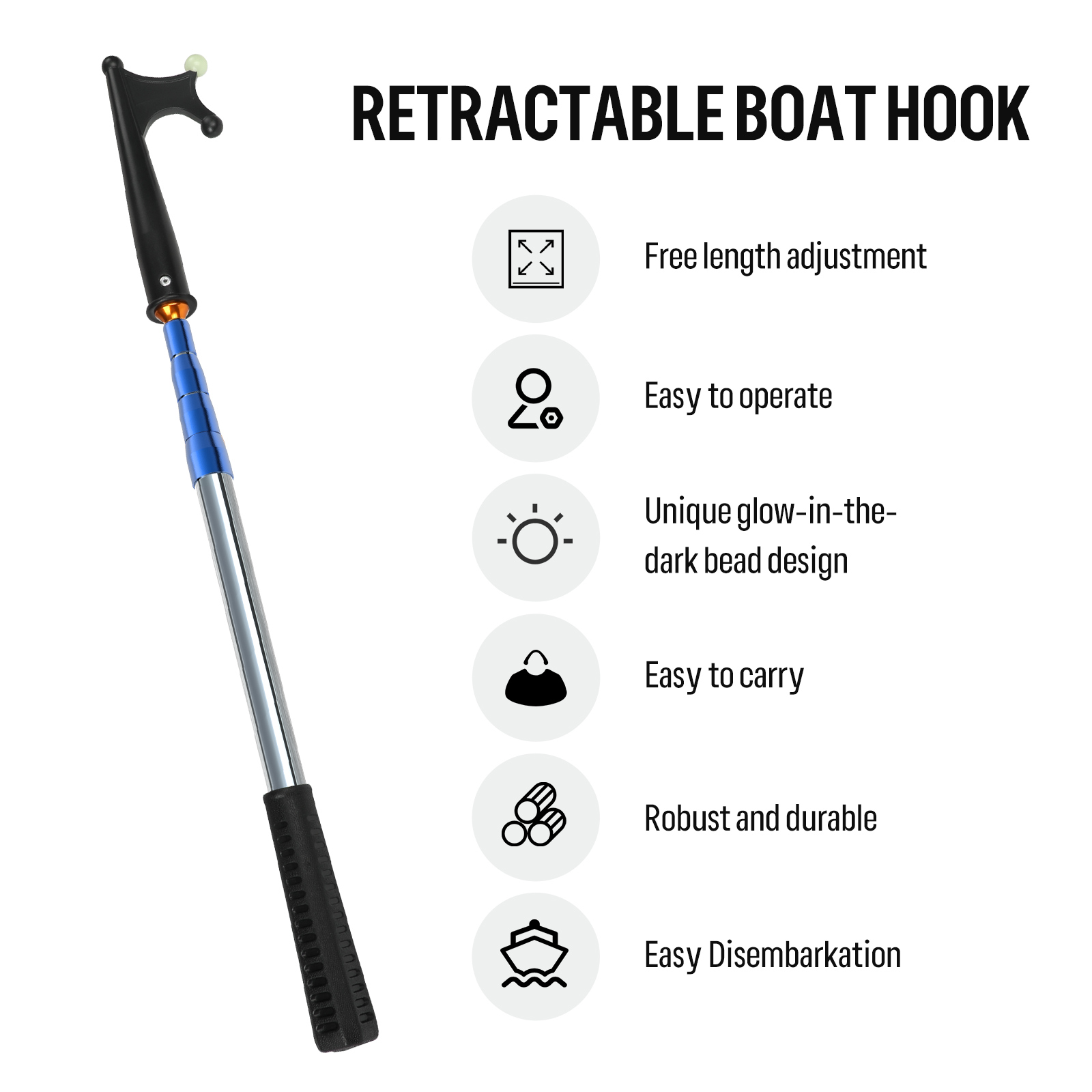 SANLIKE Telescoping Boat Hooks - Fishing Boat Oar reseña y precio