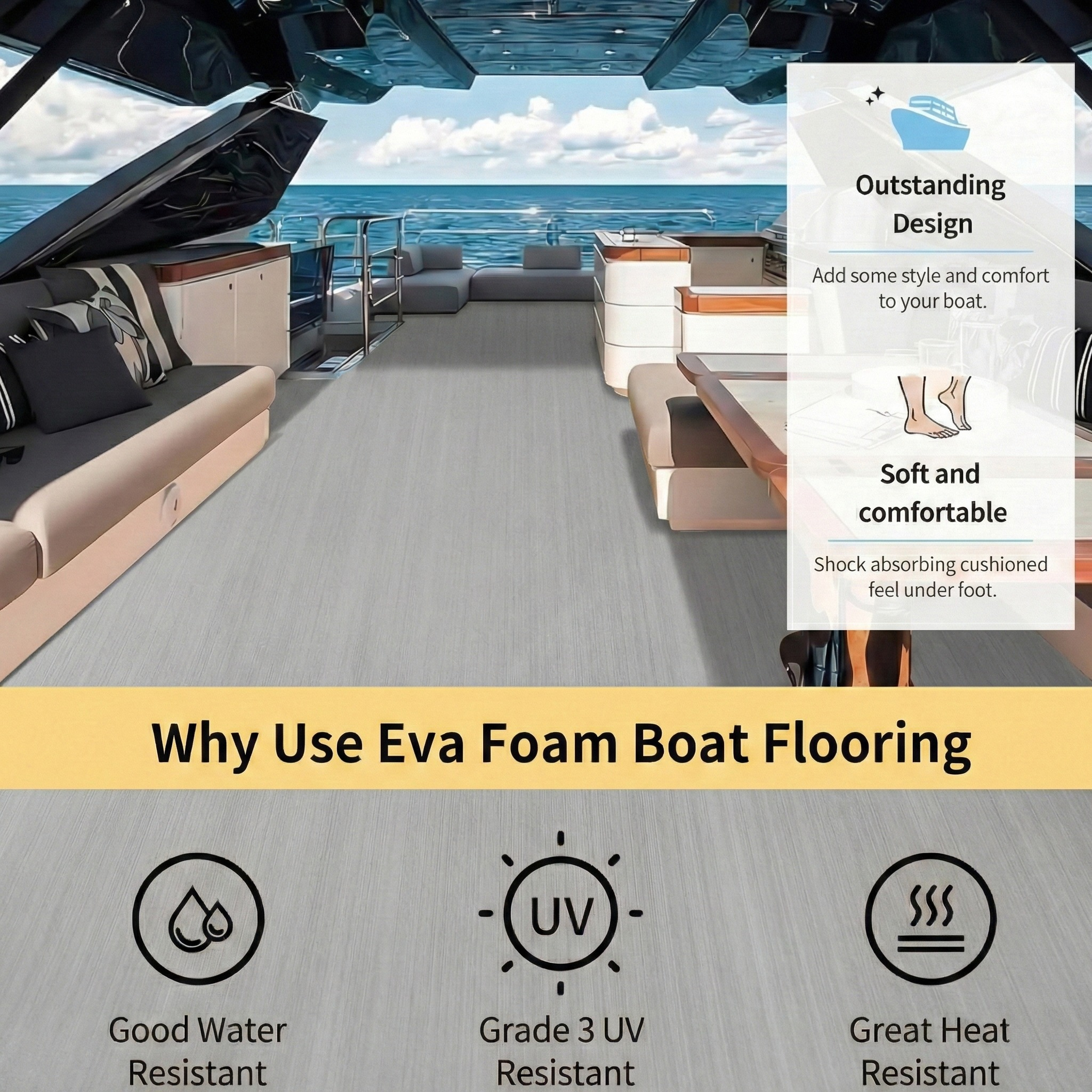 2400*1200*5mm Faux EVA Boat De - Fishing Boat Oar reseña y precio