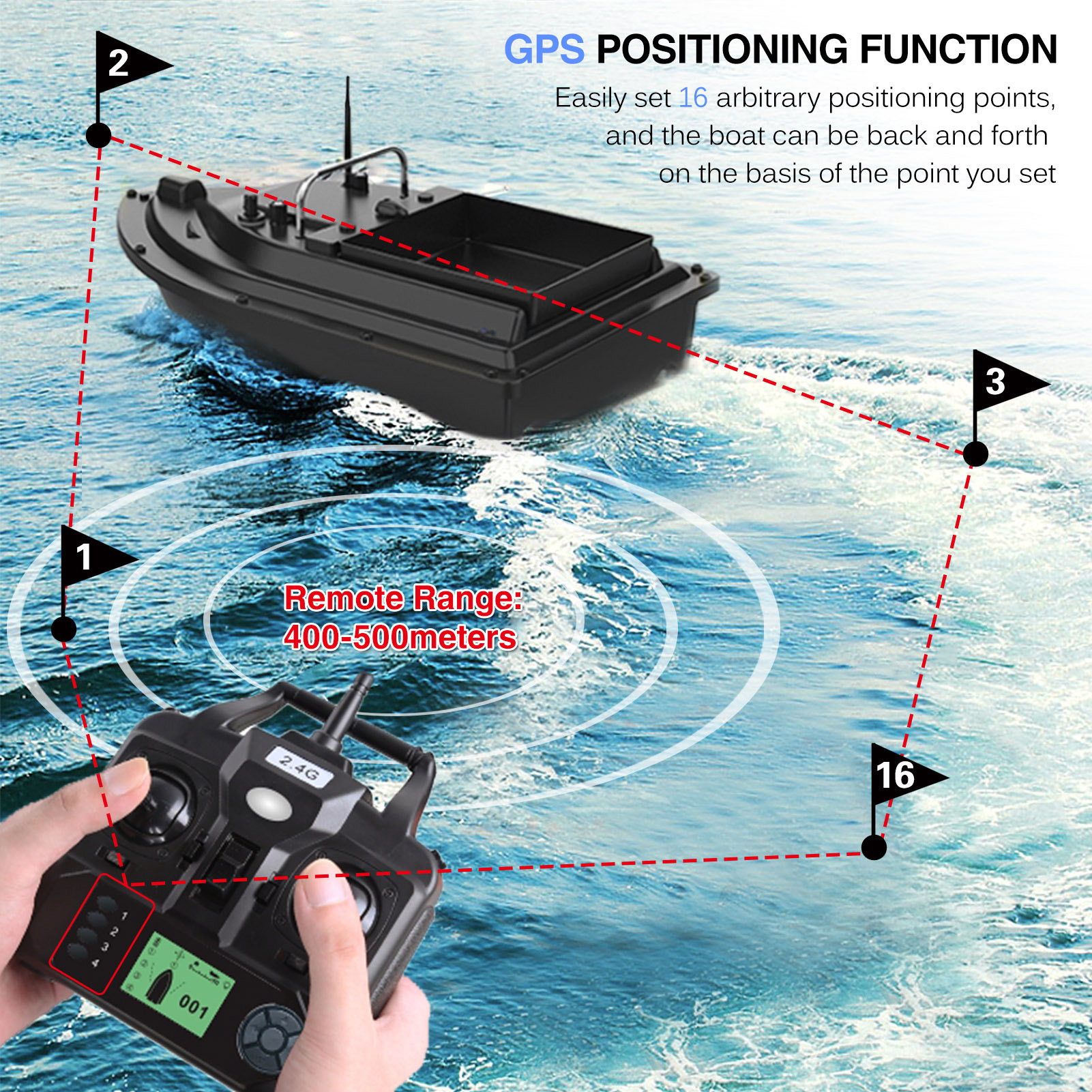 D16E GPS Fishing Bait Boat wit - Fishing Boat Gps reseña y precio